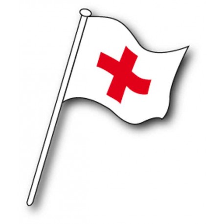 Drapeau commissaire Blanc avec croix rouge